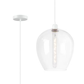 DK1115  Cawdor Single Pendant, 1 Light E27, Matt White/Clear Wine Glass